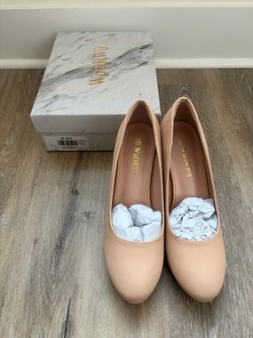 WuORWu Nude Round-Toe Women’s High Heels